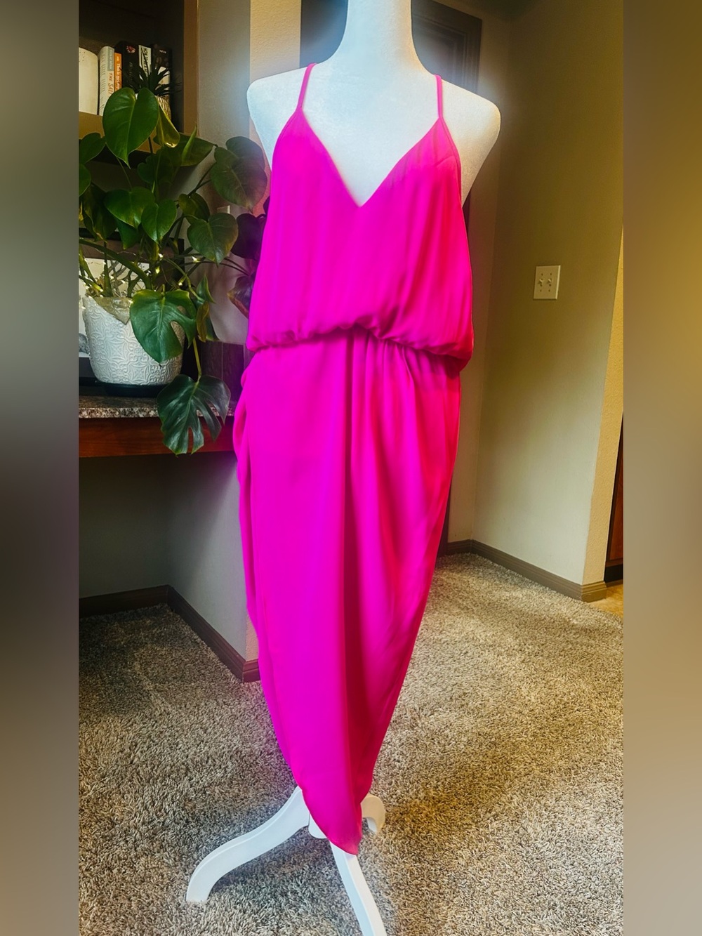Amanda Uprichard Pink Tulip Midi Dress NWT Racerback Size L